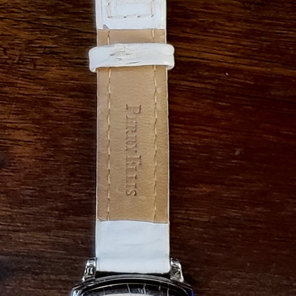 Perry Ellis White Leather Band Silver Rectangle Face Diamond Accent Wrist Watch main image 16
